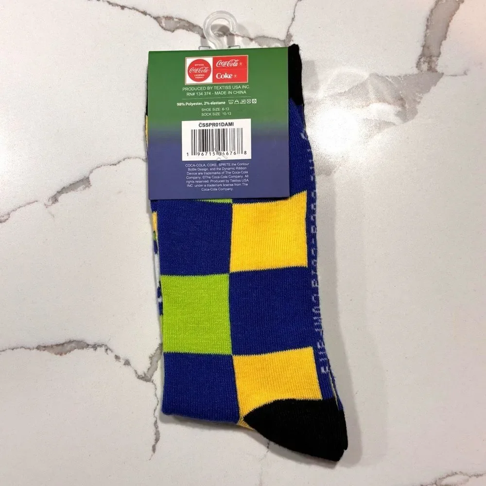 1-Pair Novelty Crew Socks Colorful Design - Sprite Double Bubble OR Tootsie Pops